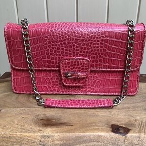 Vintage Liz Claiborne pink faux crocodile purse y2K